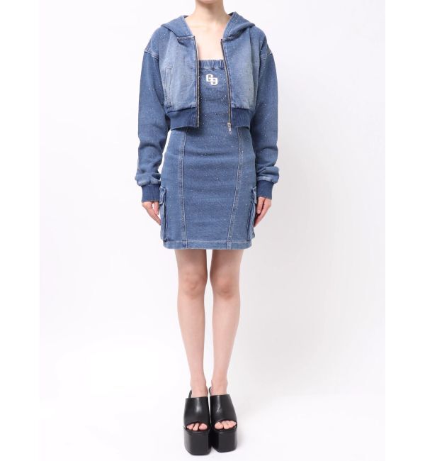 GYDA「gradation bijouカットデニムパーカー」|パーカー|