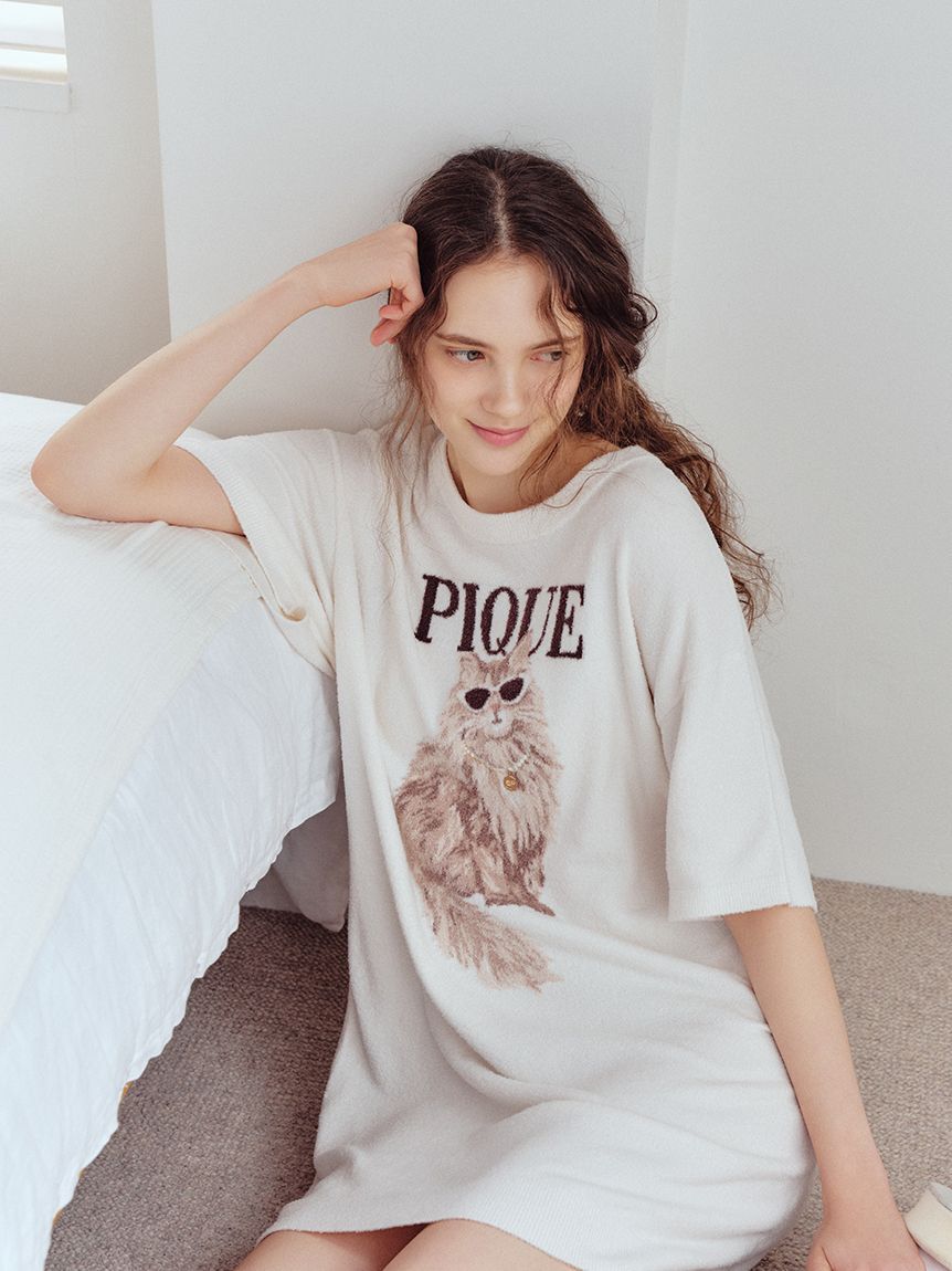 gelato pique「ファッションCATS&DOGSジャガードミニワンピース」|ルームウェア|