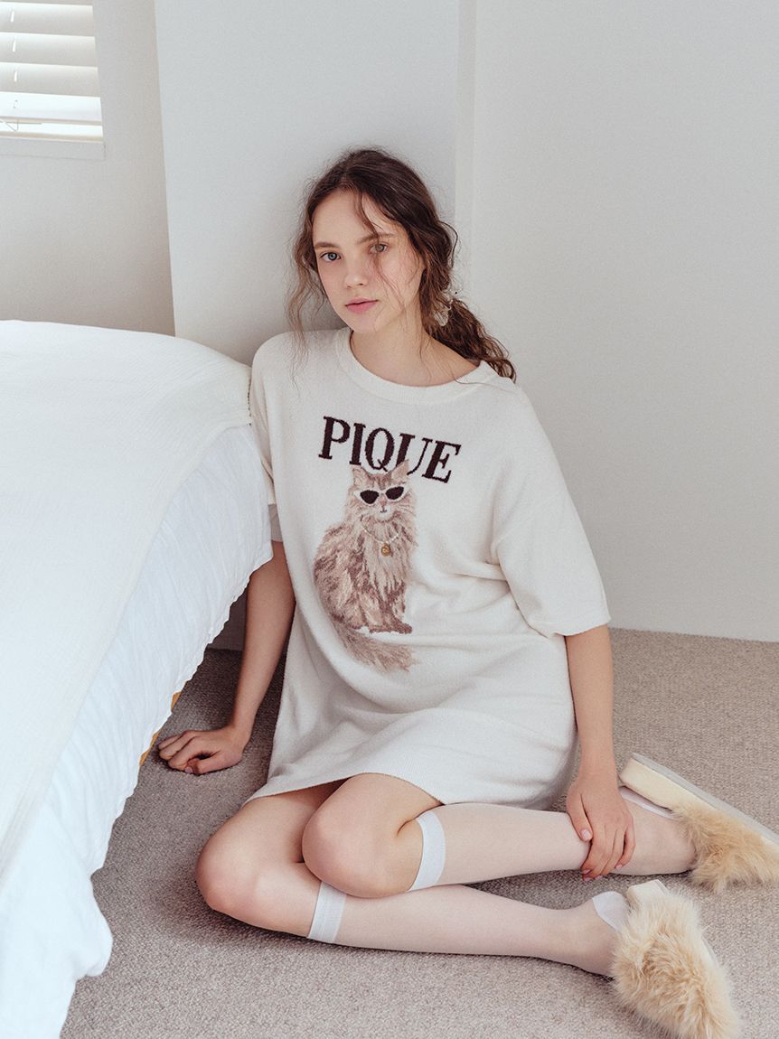 gelato pique「ファッションCATS&DOGSジャガードミニワンピース」|ルームウェア|