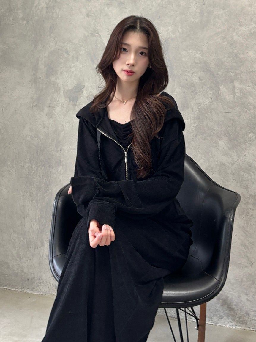 SNIDEL「【WEB限定】パイルパーカーセットキャミワンピース」|ワンピース|