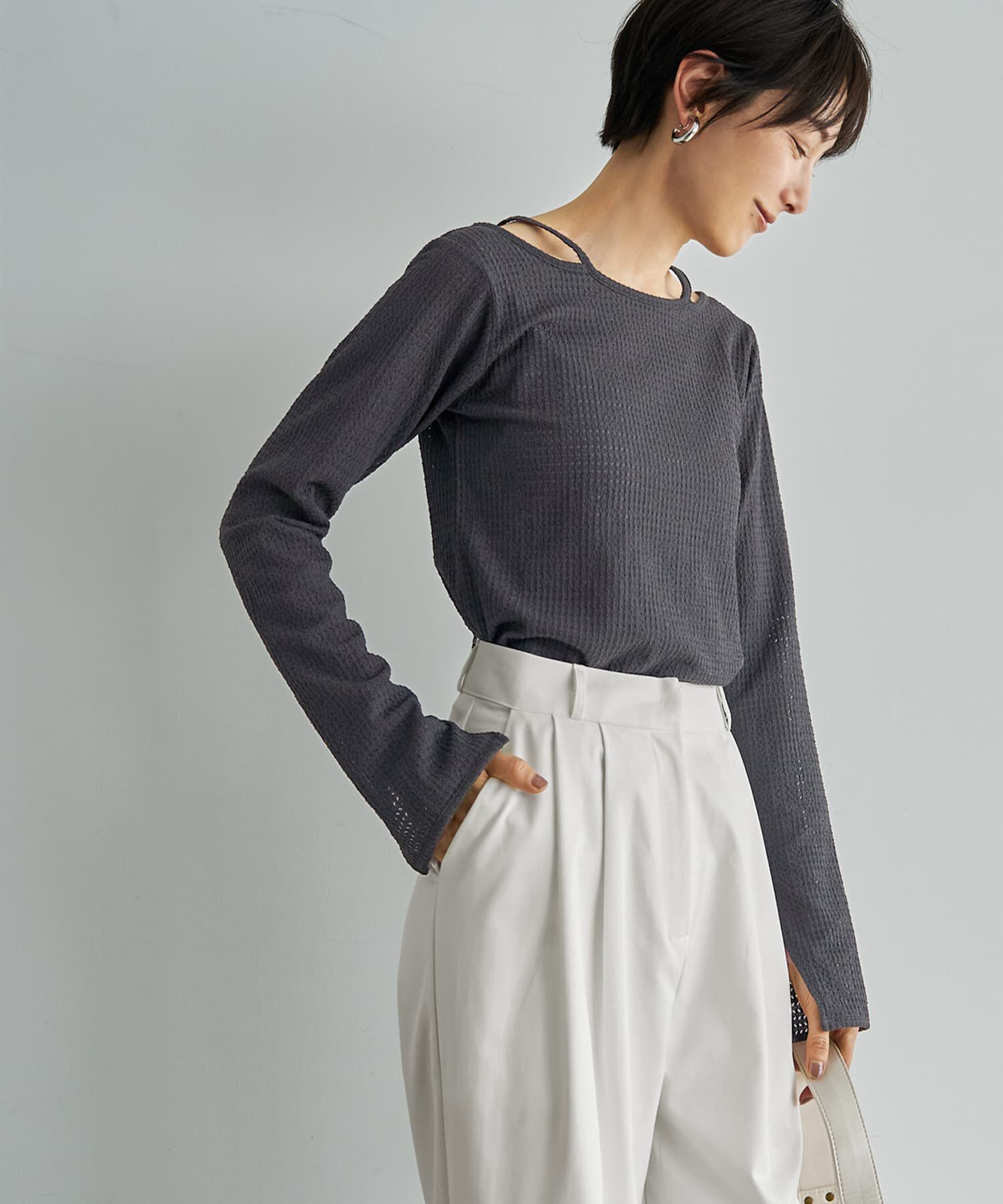 STYLE DELI「ホルターポイントラッセル編みカットソートップス」|Tシャツ・カットソー|