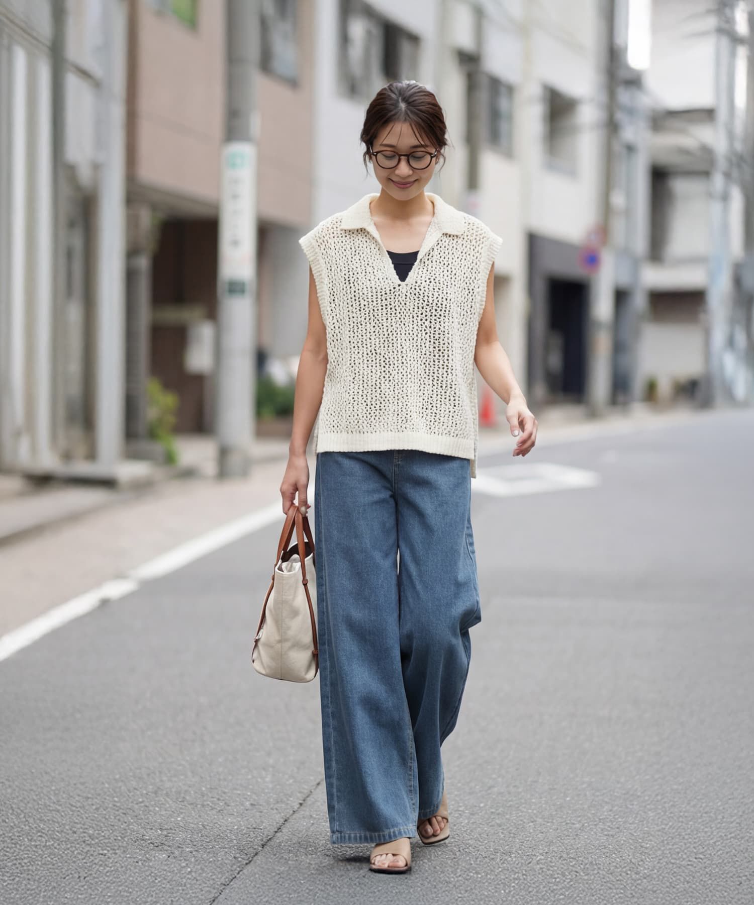 STYLE DELI「【selection】襟付きメッシュニットベスト」|ベスト・ジレ|