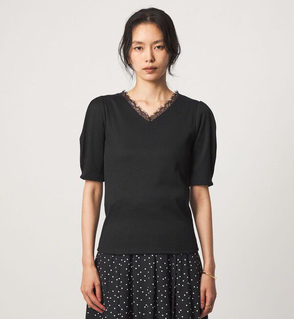 UNITED ARROWS green label relaxing「ブライトリブ レース 5分袖 プルオーバー カットソー」|Tシャツ・カットソー|