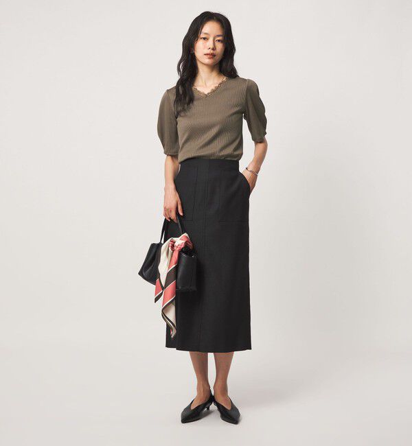 UNITED ARROWS green label relaxing「ブライトリブ レース 5分袖 プルオーバー カットソー」|Tシャツ・カットソー|