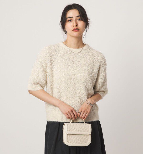 UNITED ARROWS green label relaxing「リボンヤーン ハーフスリーブ ニット プルオーバー」|ニット・セーター|