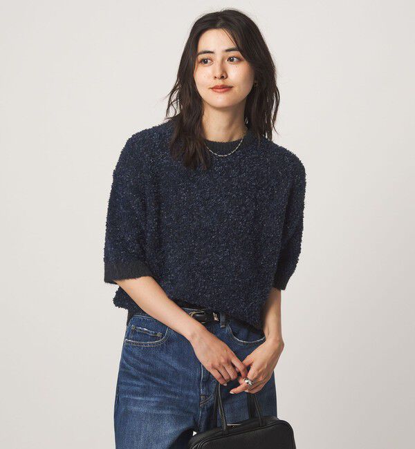 UNITED ARROWS green label relaxing「リボンヤーン ハーフスリーブ ニット プルオーバー」|ニット・セーター|