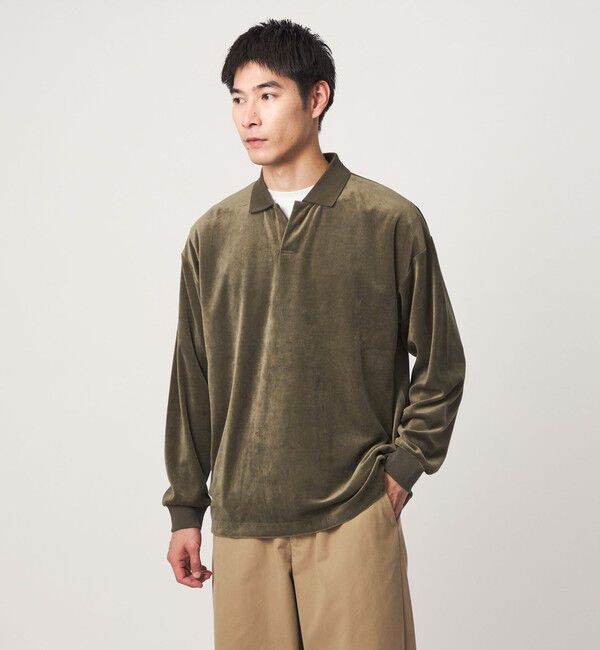 UNITED ARROWS green label relaxing「ベロア スキッパー 長袖 ポロシャツ」|Tシャツ・カットソー|OLIVE