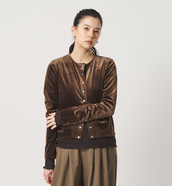 BEAUTY&YOUTH UNITED ARROWS「ベロア コンパクト カーディガン ウォッシャブル」|カーディガン|