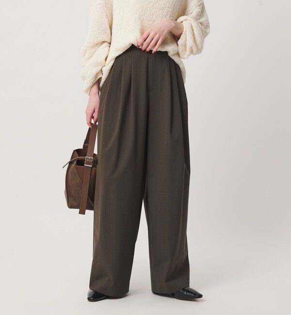 BEAUTY&YOUTH UNITED ARROWS「毛ポリエステルブレンド ワイドタックパンツ 防シワ ウォッシャブル」|その他|MD.BROWN