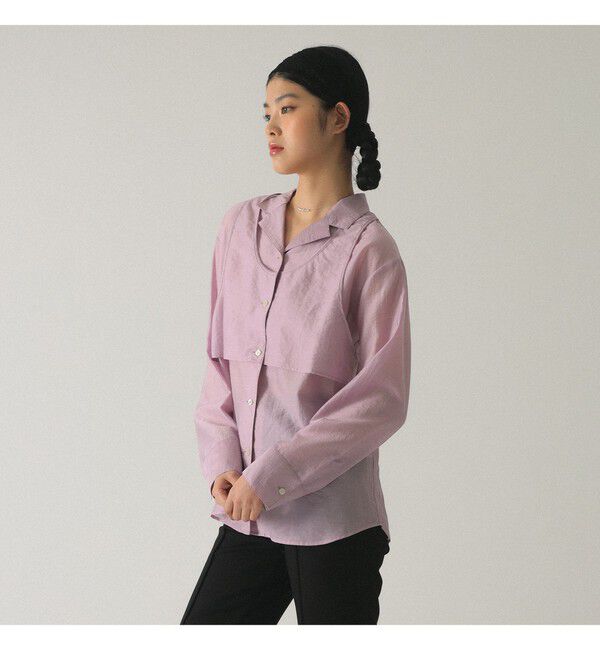 Ray BEAMS 「シアー レイヤード シャツ      26SS 日除け 紫外線対策 冷房対策 デザインシャツ 春夏」|シャツ・ブラウス|