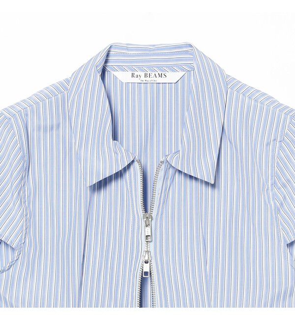Ray BEAMS 「ストライプ ジップ シャツ ハーフスリーブ」|シャツ・ブラウス|