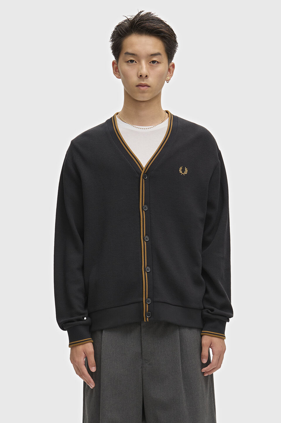FRED PERRY 「FRED PERRY／Tipped Pique Cardigan／ティップド鹿の子カーディガン」|カーディガン|