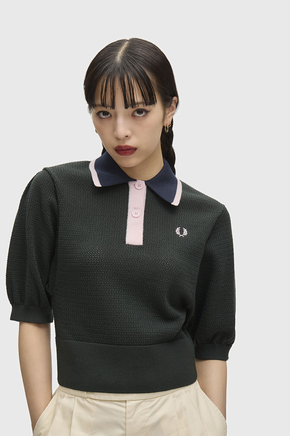 FRED PERRY 「FRED PERRY／Colour Block Pointelle Knitted Shirt／カラーブロックポインテルニットポロシャツ」|ポロシャツ|