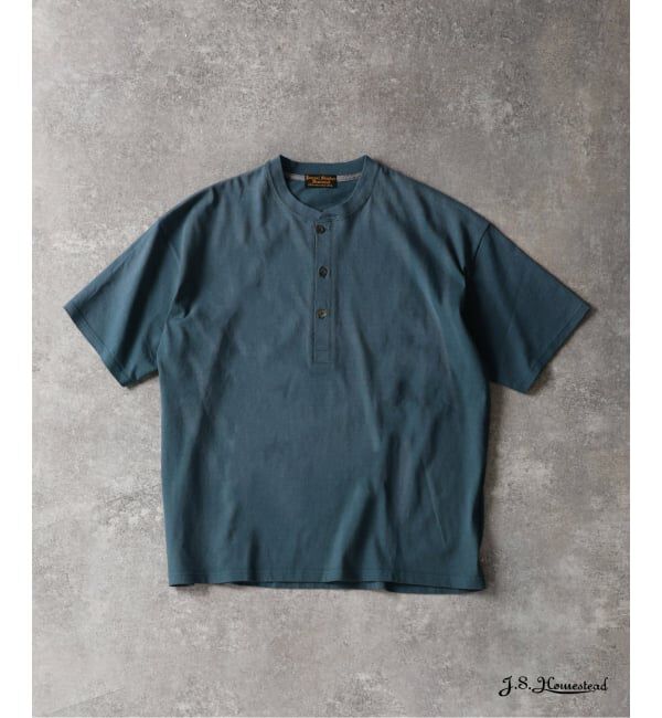 J.S.Homestead「J.S.Homestead / フェード ヘンリー ネック Tシャツ」|Tシャツ・カットソー|グリーン B