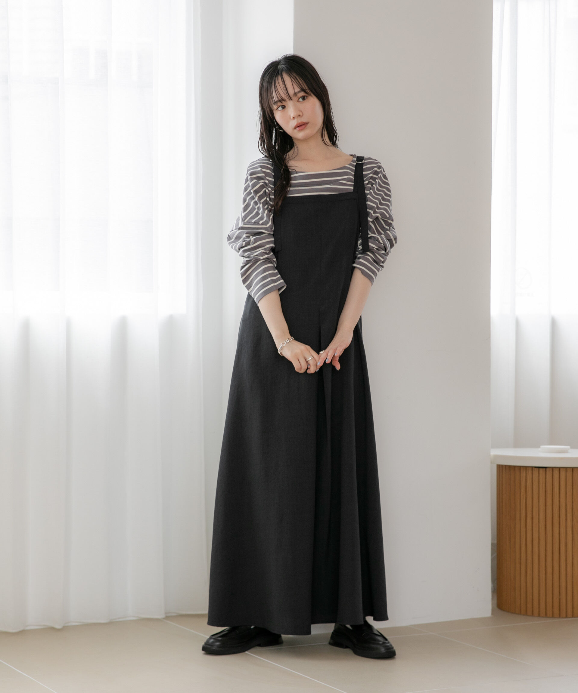 NANO universe「WEB限定/ボーダーワイドドロップトップス」|Tシャツ・カットソー|