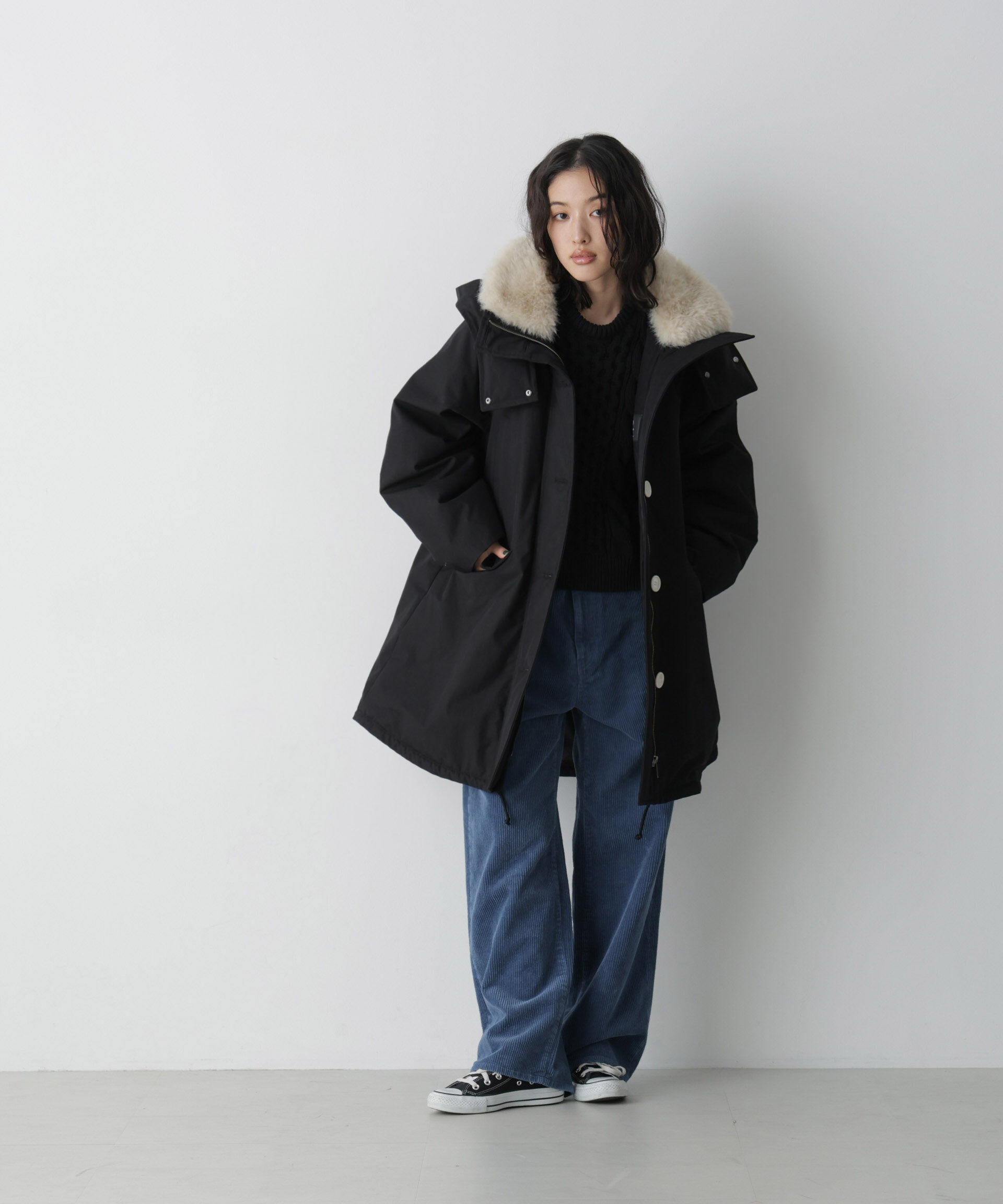 NANO universe「「STEVELOUR」「西川ダウン(R)」ファー付きコート」|ダウン|