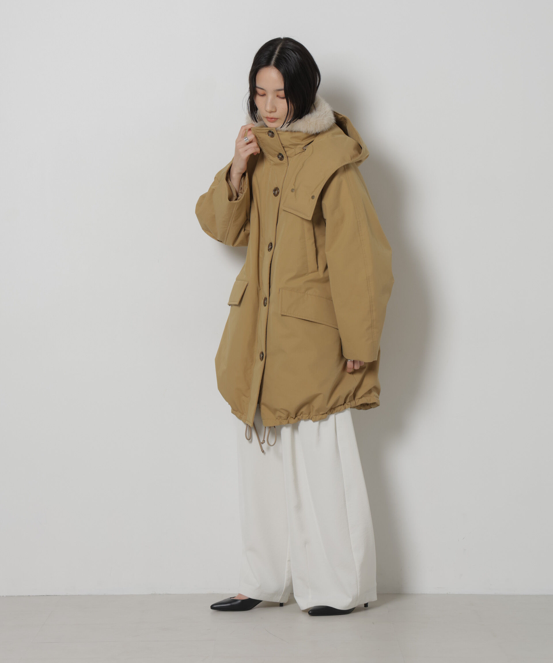 NANO universe「「STEVELOUR」「西川ダウン(R)」ファー付きコート」|ダウン|