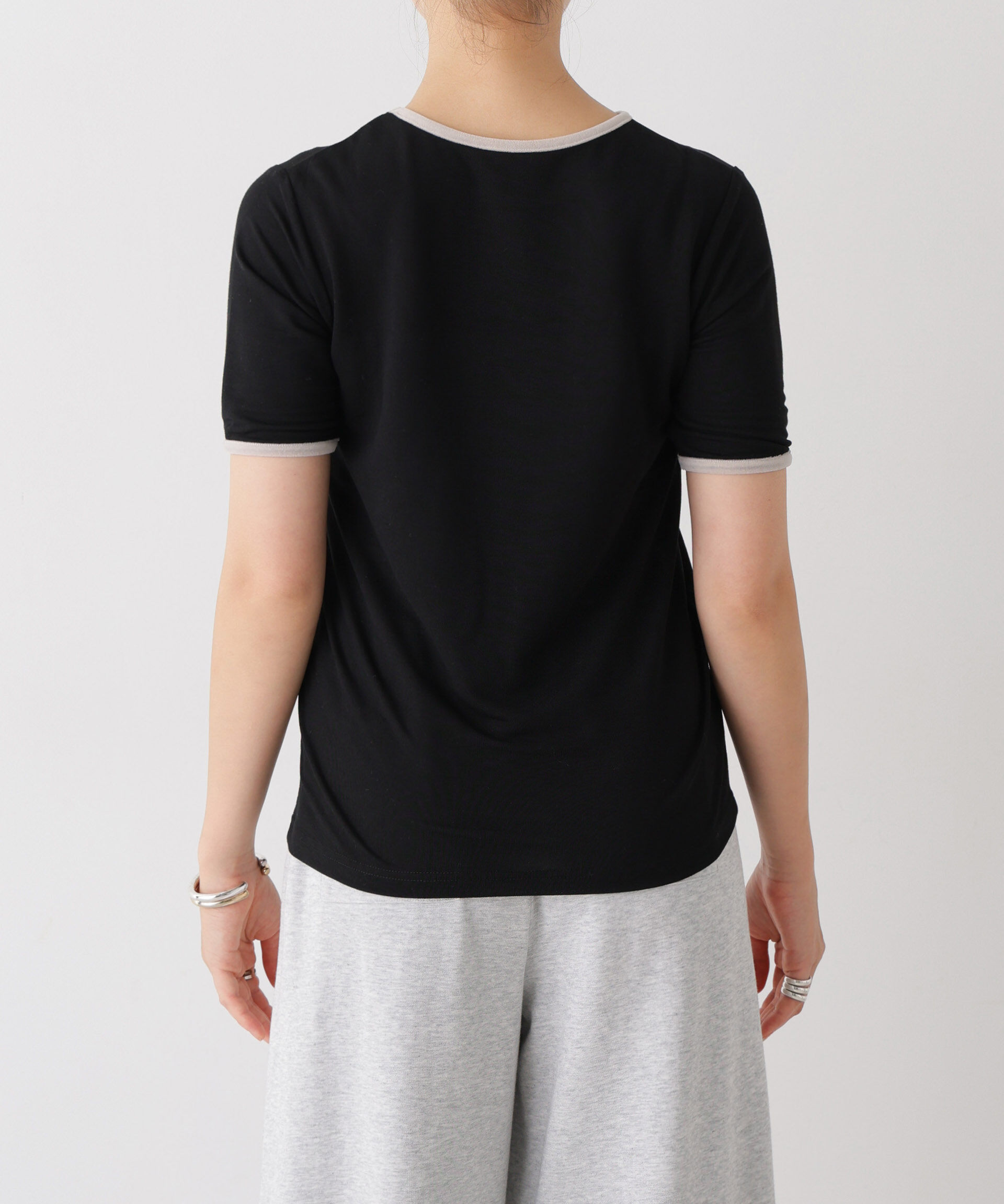 NANO universe「WEB限定/ベロアパイピングリンガーTシャツ」|Tシャツ・カットソー|