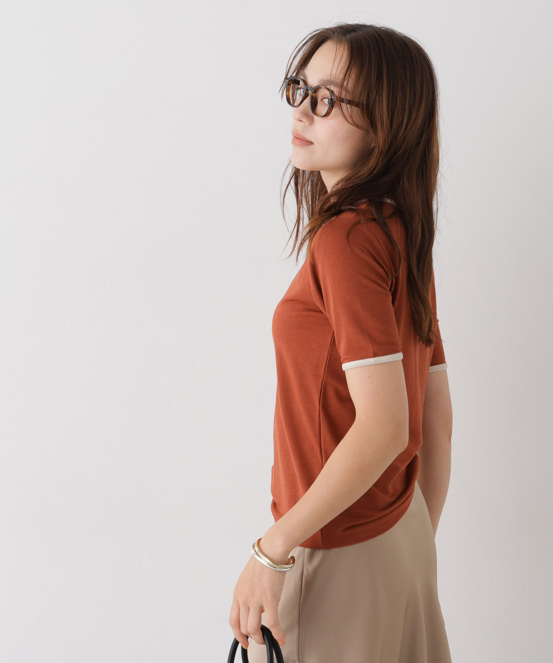 NANO universe「WEB限定/ベロアパイピングリンガーTシャツ」|Tシャツ・カットソー|