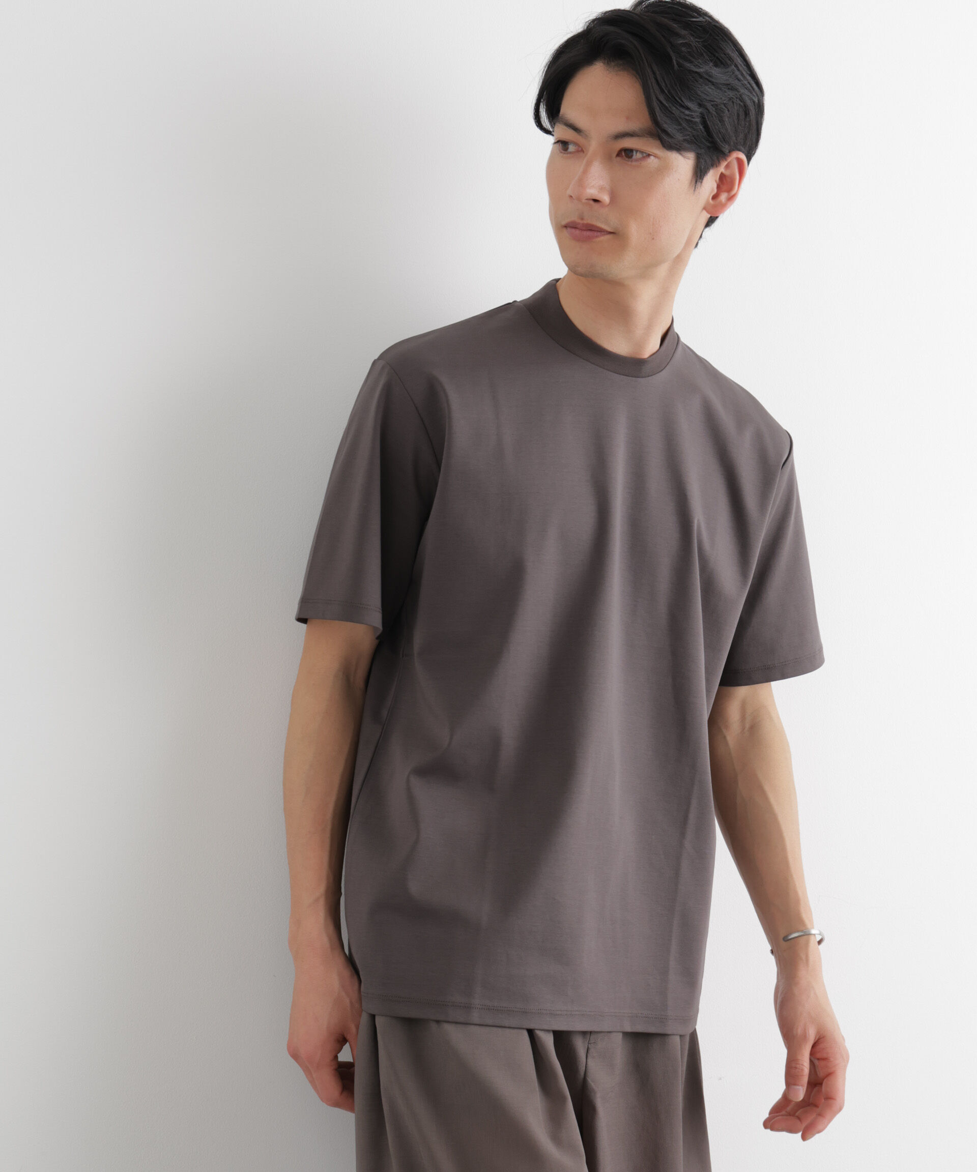 NANO universe「ジャケT(R) プレミアム クルーネック 半袖」|Tシャツ・カットソー|モカ3