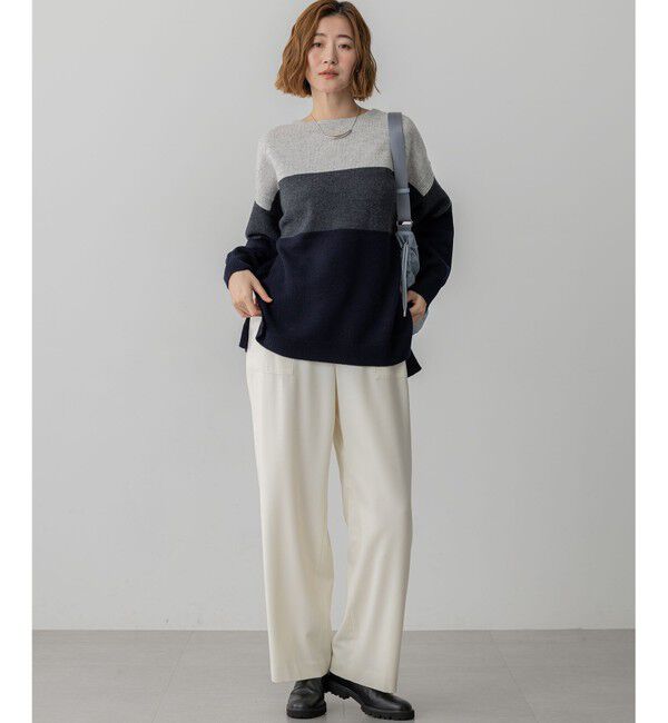 23区「【洗える】ウールカシミヤ カラーブロック チュニック ニット」|ニット・セーター|