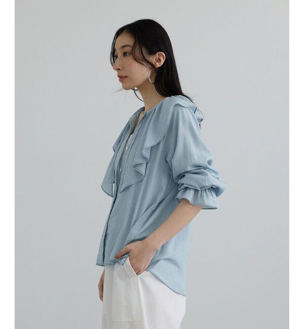 SALON adam et rope'「【WEB限定】ライトデニムフリルカラーシャツ」|シャツ・ブラウス|