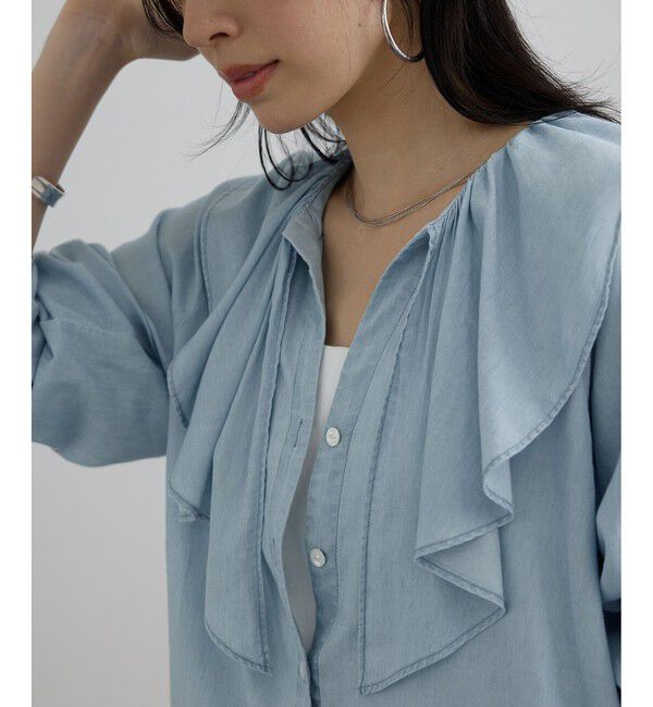 SALON adam et rope'「【WEB限定】ライトデニムフリルカラーシャツ」|シャツ・ブラウス|