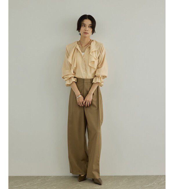 SALON adam et rope'「【WEB限定】ライトデニムフリルカラーシャツ」|シャツ・ブラウス|