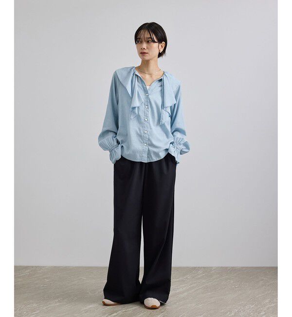 SALON adam et rope'「【WEB限定】ライトデニムフリルカラーシャツ」|シャツ・ブラウス|