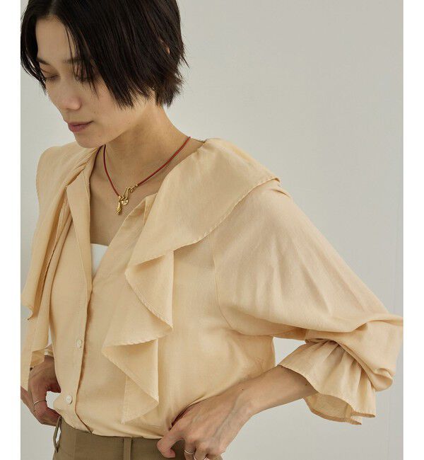 SALON adam et rope'「【WEB限定】ライトデニムフリルカラーシャツ」|シャツ・ブラウス|