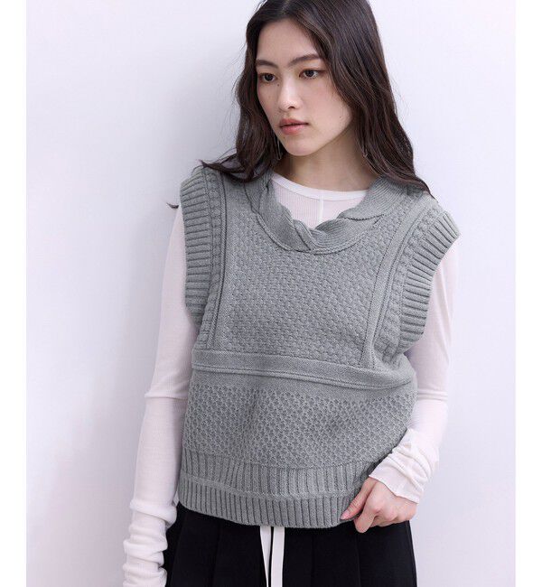 ADAM ET ROPE'「【WEB限定】ミックスパターンニットベスト」|ベスト・ジレ|