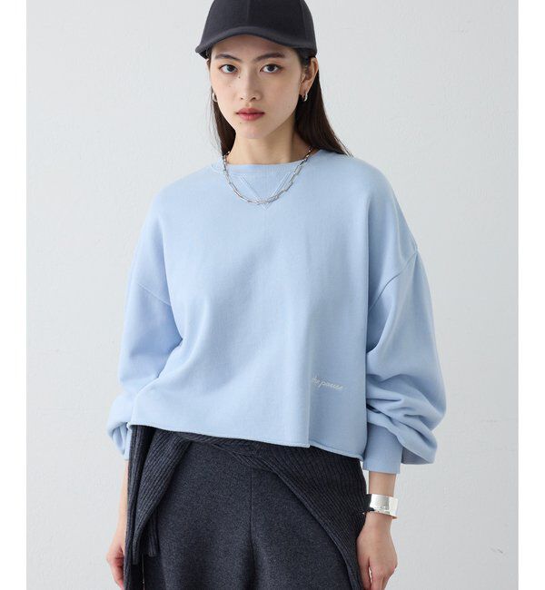 THE PAUSE「【THE PAUSE】刺繍ショートスウェット」|Tシャツ・カットソー|サックスブルー
