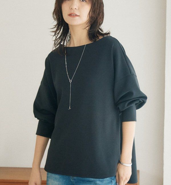  「【接触冷感/紫外線防止/防シワ】ダンボールボートネックプルオーバー」|Tシャツ・カットソー|ブラック
