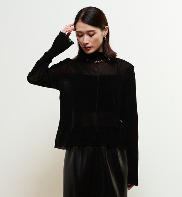 Soffitto「ナイロンチュールタートルネックプルオーバー」|Tシャツ・カットソー|ブラック