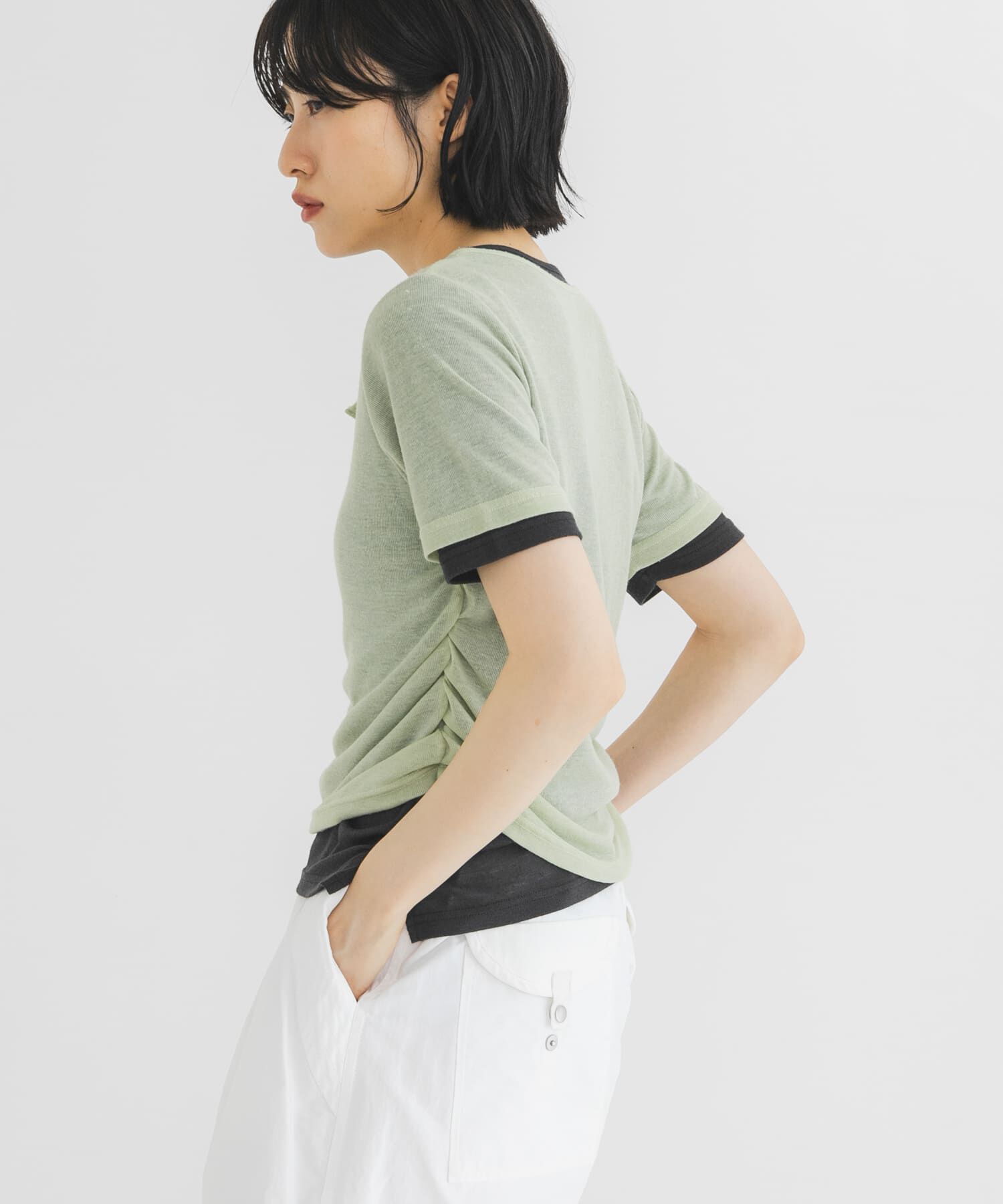  「バイカラーヘンリーネックTEE」|Tシャツ・カットソー|