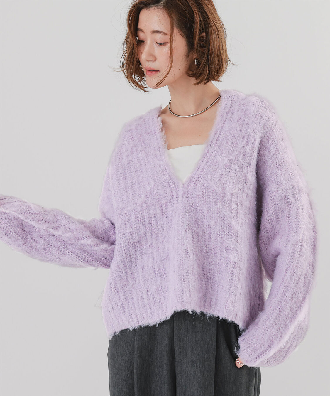 ur's「ディープキーネックモヘアライクニット」|ニット・セーター|