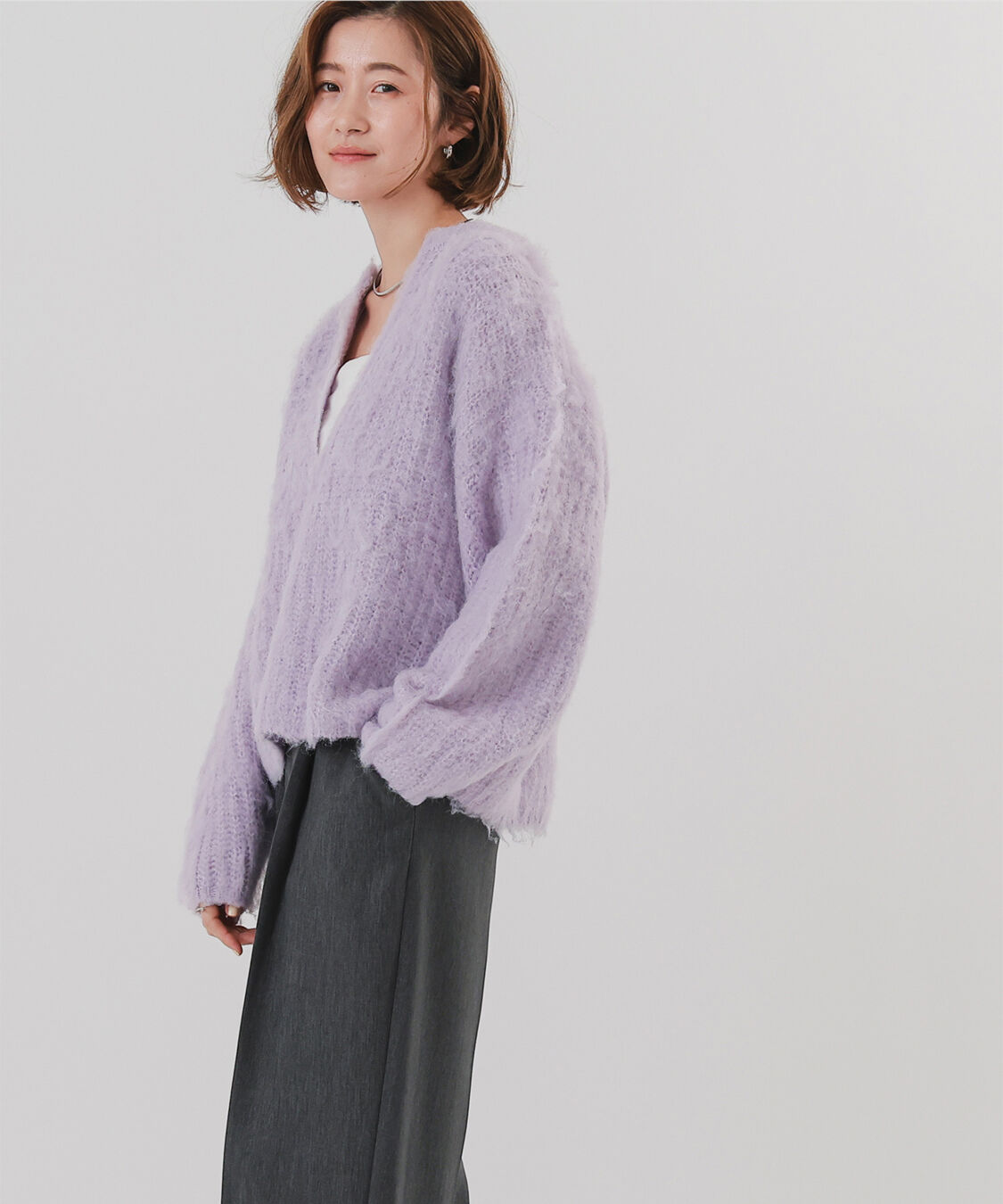 ur's「ディープキーネックモヘアライクニット」|ニット・セーター|