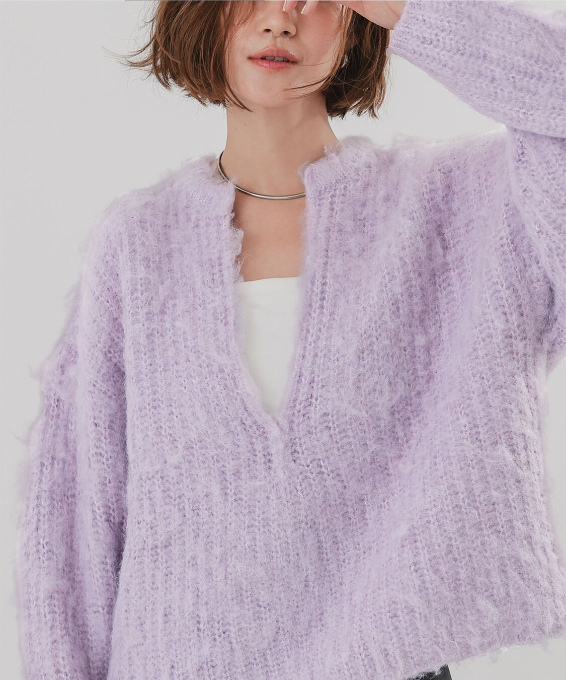ur's「ディープキーネックモヘアライクニット」|ニット・セーター|