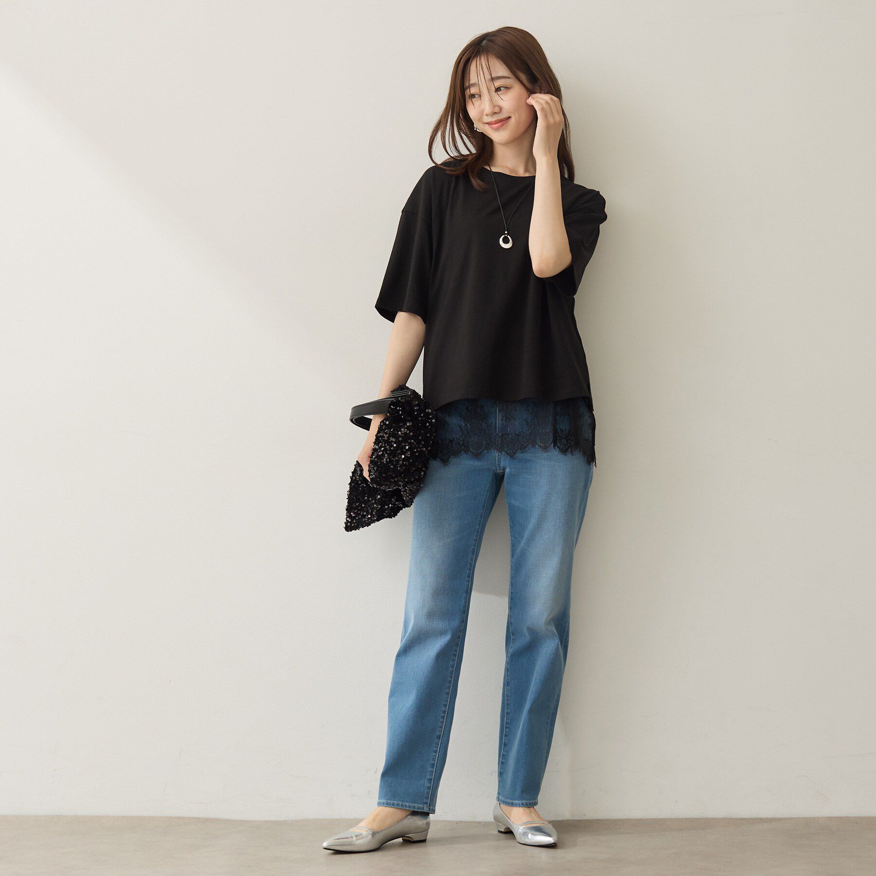 UNTITLED「【1枚でもセットでも】レースキャミ付きプルオーバー」|Tシャツ・カットソー|