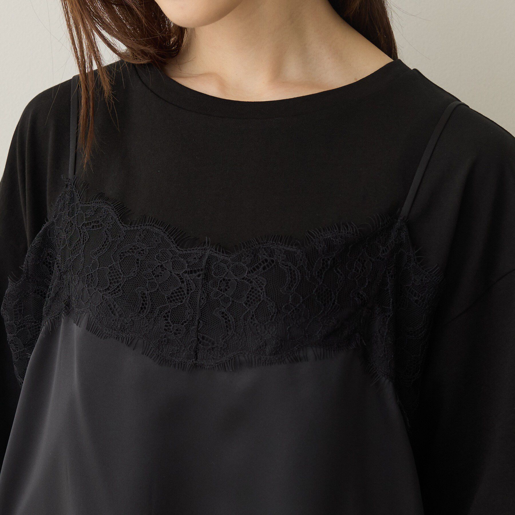 UNTITLED「【1枚でもセットでも】レースキャミ付きプルオーバー」|Tシャツ・カットソー|