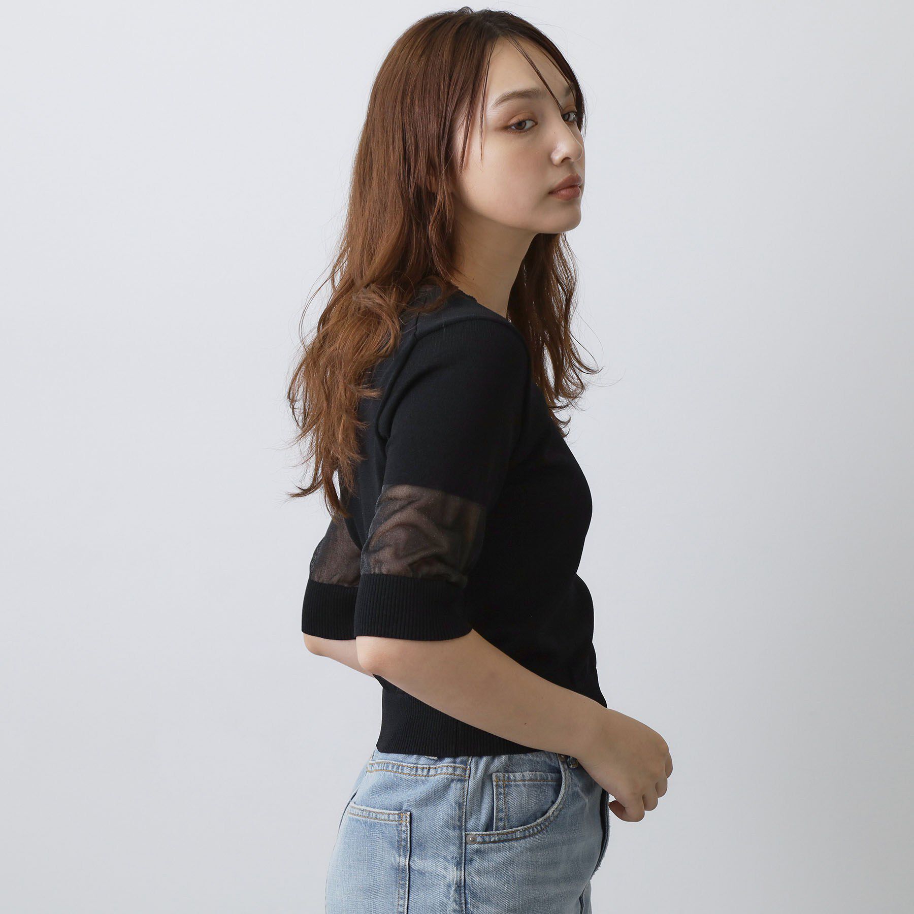 DRESSTERIOR「【日本製】ウォッシャブルシアーニットプルオーバー」|ニット・セーター|