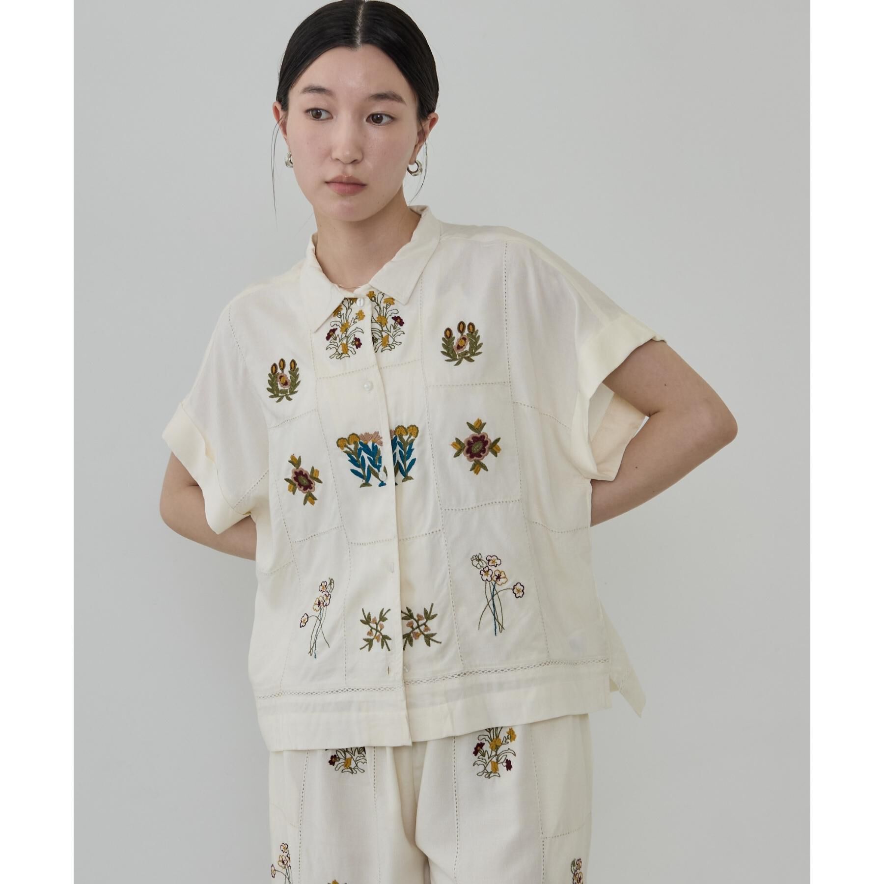 GALLEST「アート刺繍半袖シャツ【セットアップ可能】」|シャツ・ブラウス|