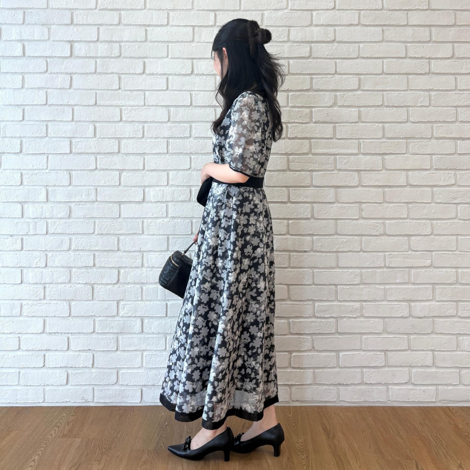 Couture broach「【一枚で華やかに着映える】オパールチェック花柄ワンピース【洗濯機可】」|ワンピース|