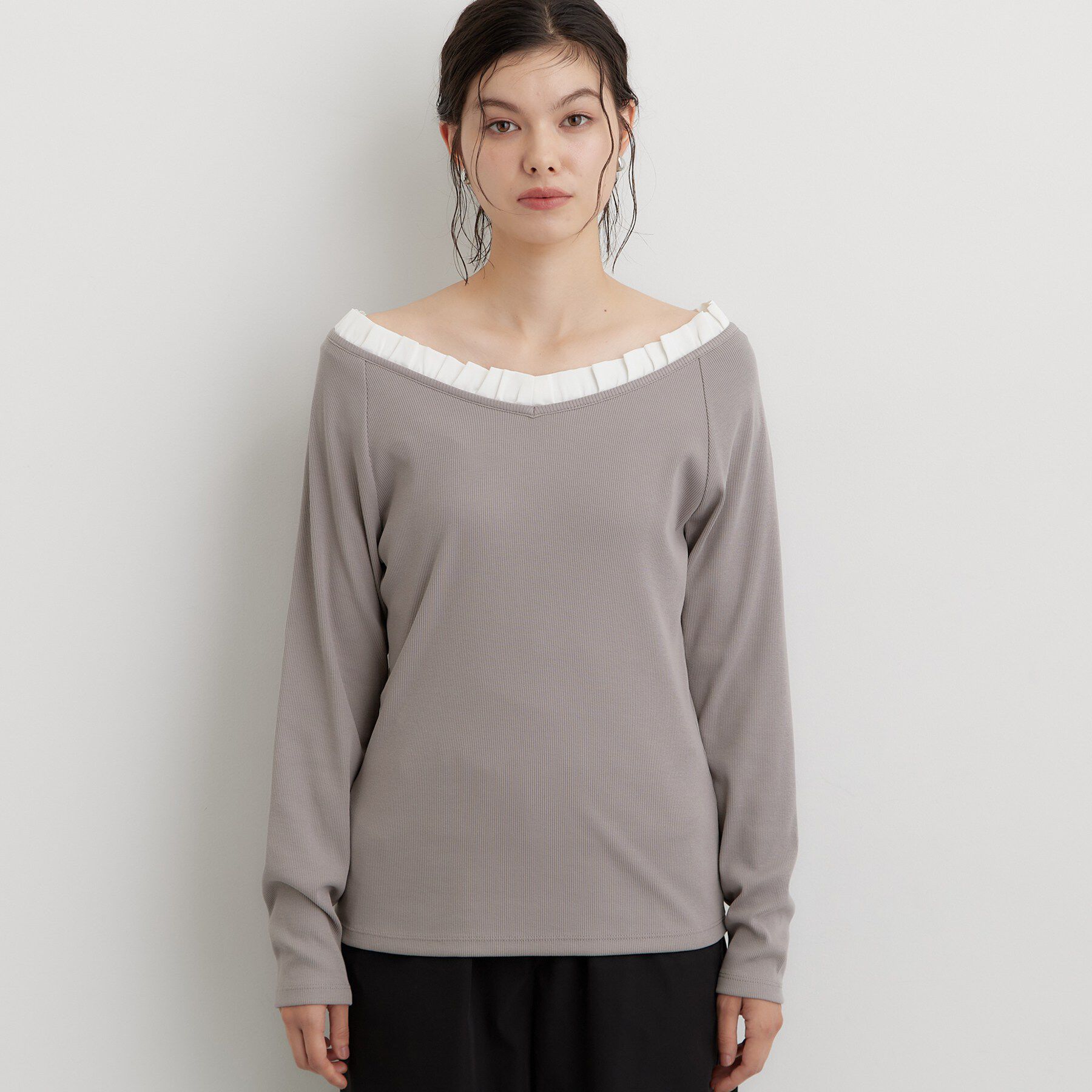 THE SHOP TK「フリル襟 リブカットソー」|Tシャツ・カットソー|