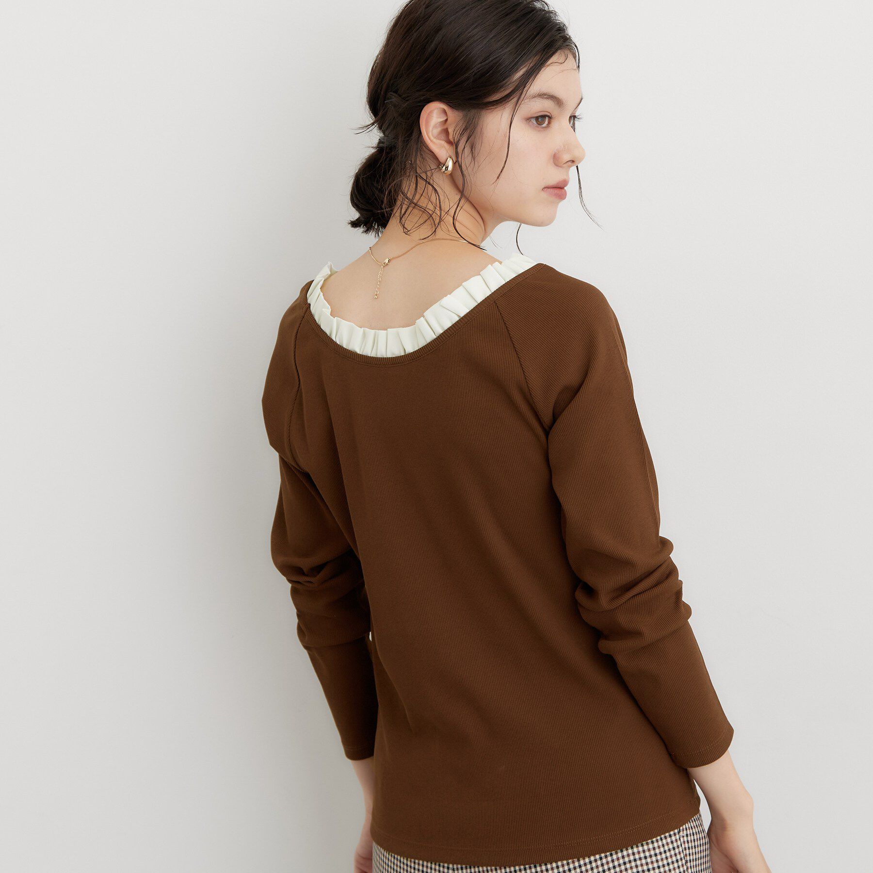 THE SHOP TK「フリル襟 リブカットソー」|Tシャツ・カットソー|