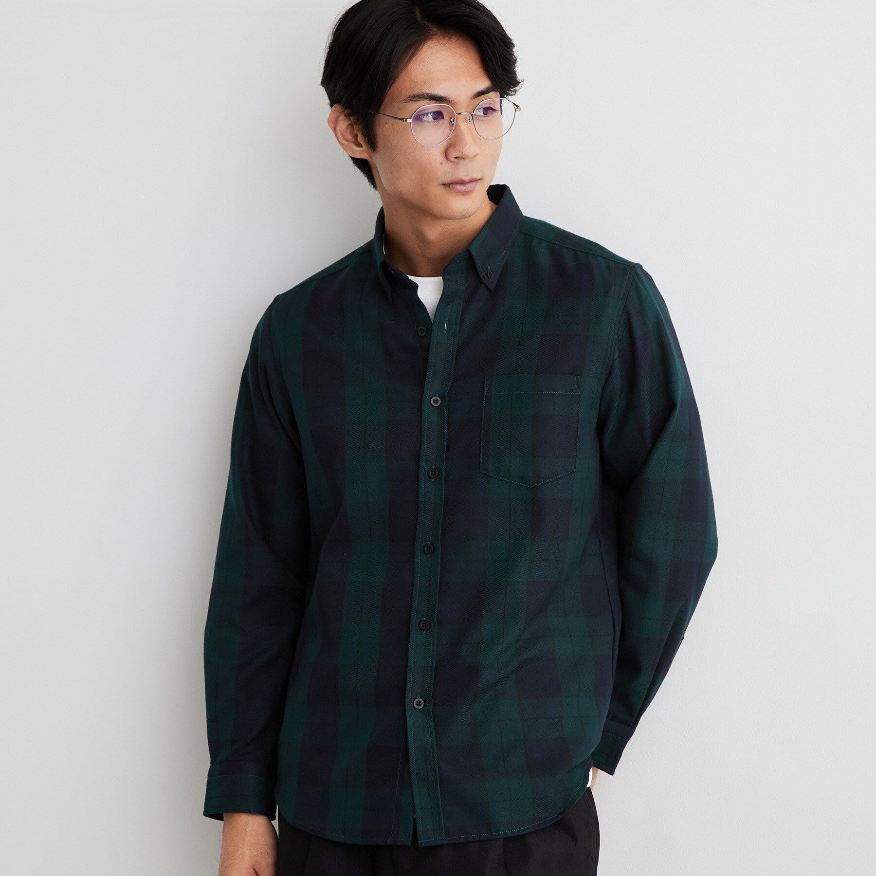 THE SHOP TK「【防シワ／洗濯機OK】アソート 長袖ネルシャツ」|シャツ・ブラウス|グリーン(224)