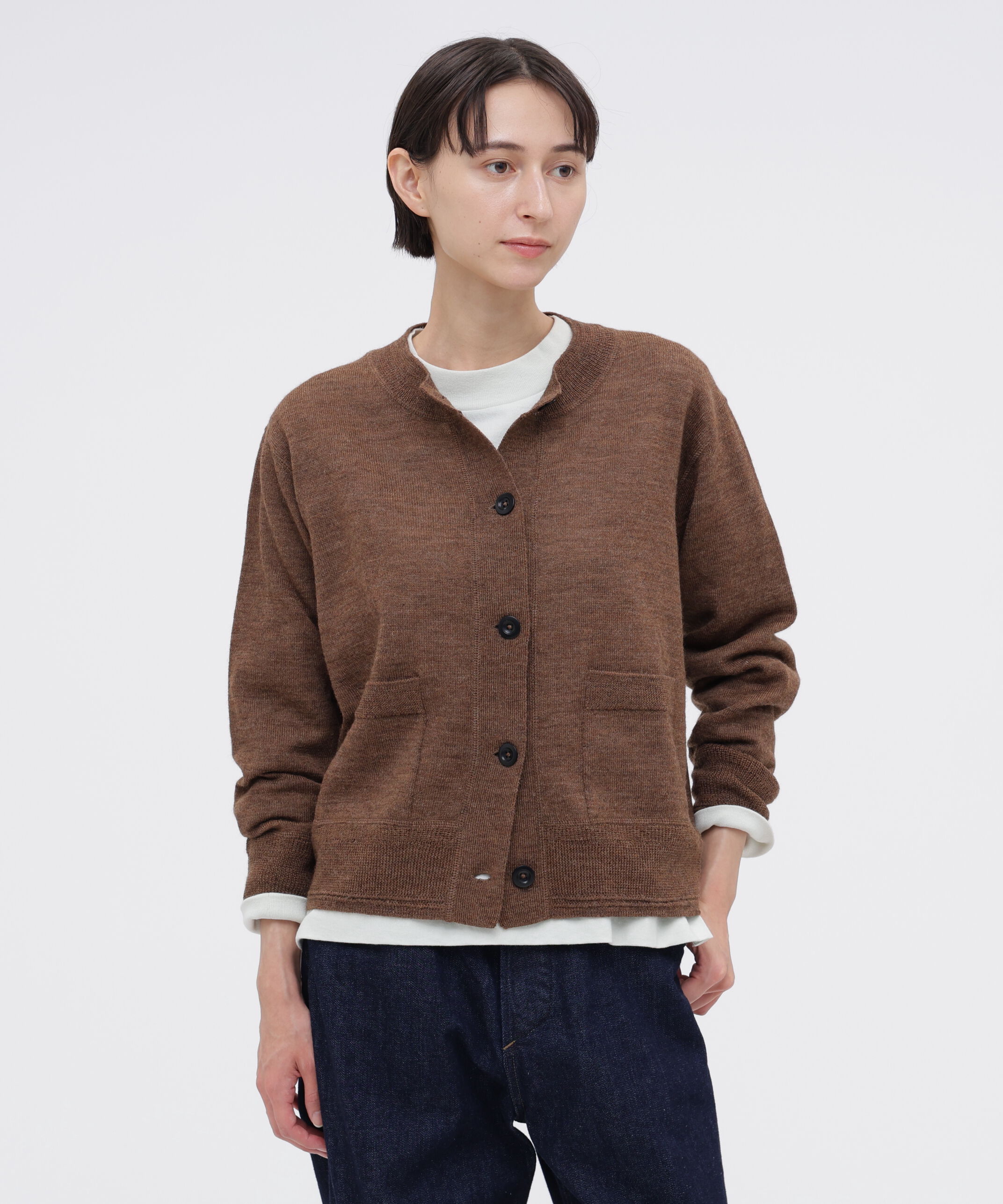 MHL.「ASH WOOL KNITWEAR」|カーディガン|TAN1
