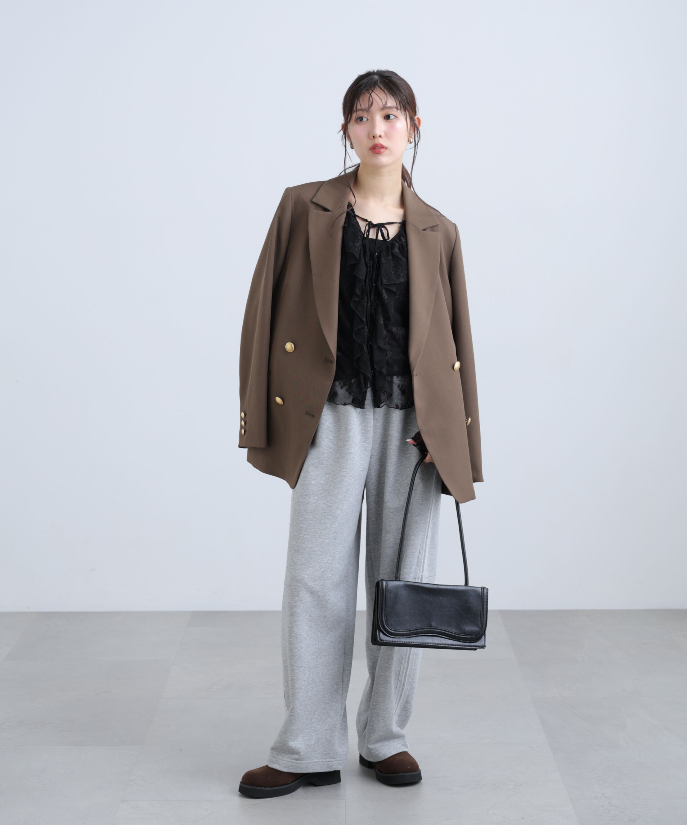  「前開き長袖フリルレースブラウス」|シャツ・ブラウス|