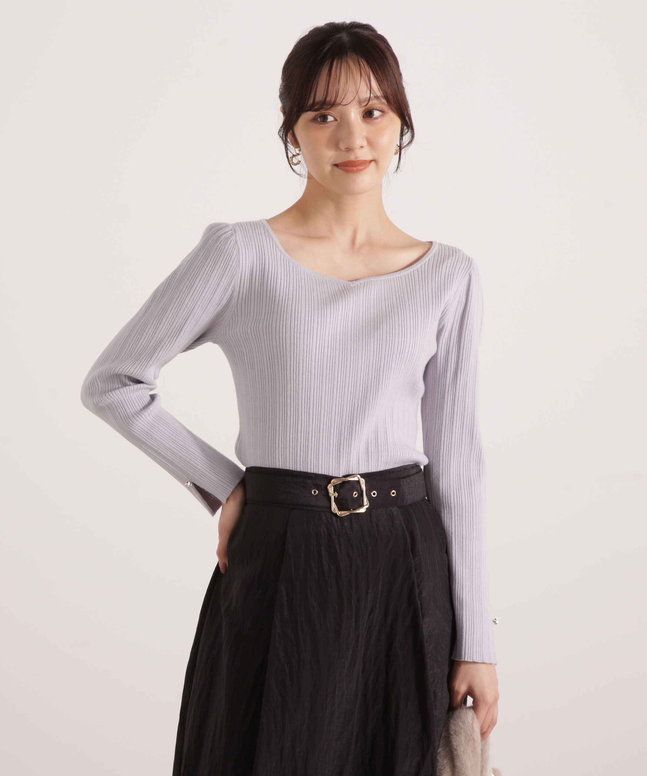 PROPORTION BODY DRESSING「ハートネックリブニット  25AW」|ニット・セーター|