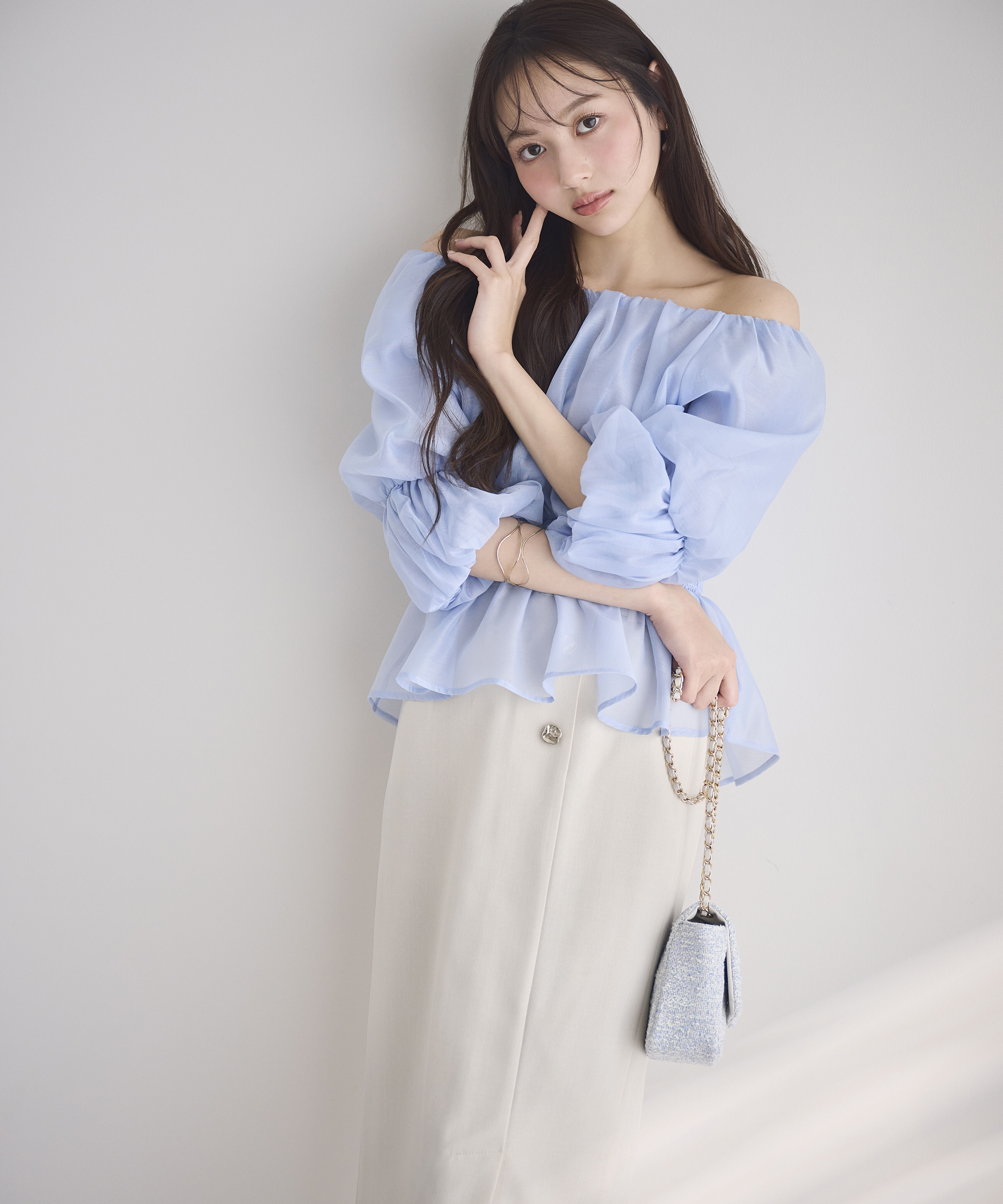 PROPORTION BODY DRESSING「2wayオフショルフィッシュテールブラウス　26SS」|シャツ・ブラウス|ブルー